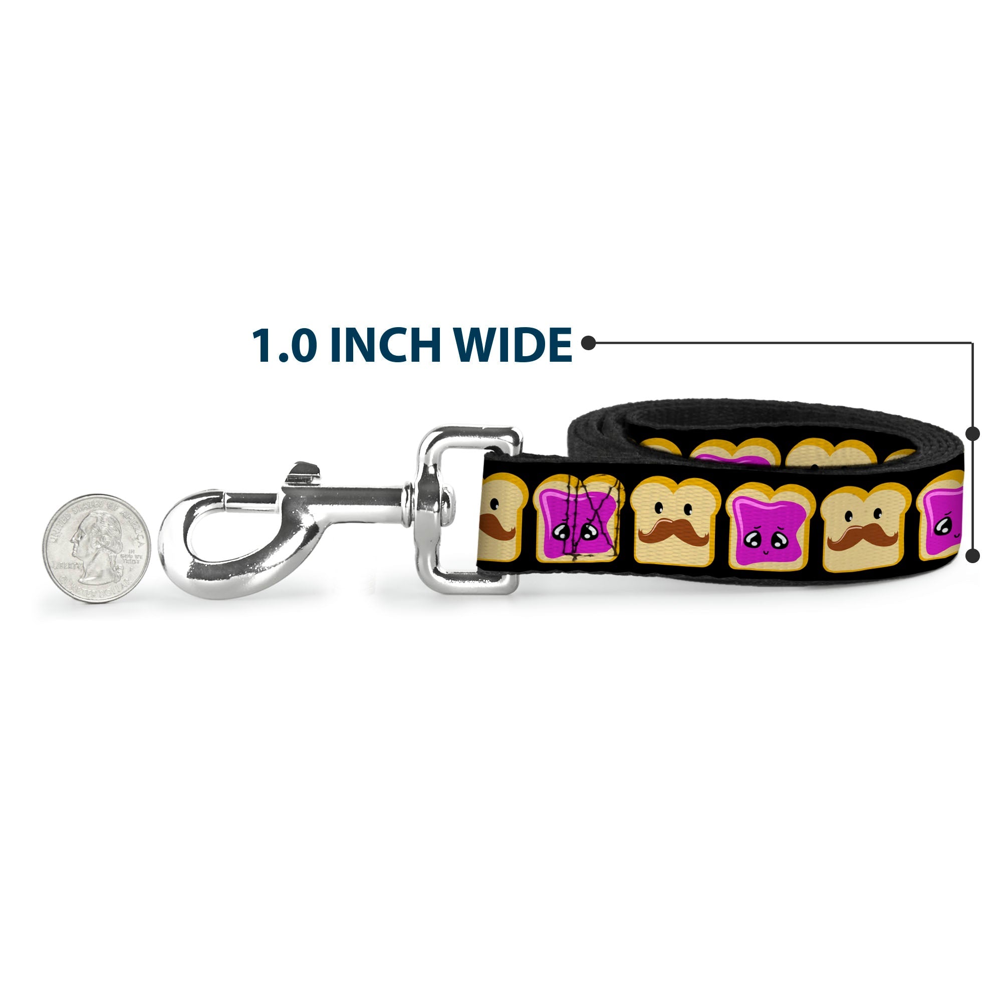 Dog Leash - Peanut Butter w/Mustache & Jelly