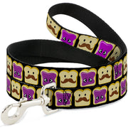 Dog Leash - Peanut Butter w/Mustache & Jelly