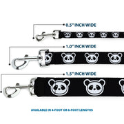 Dog Leash - Panda Bear Cartoon2 Black/White