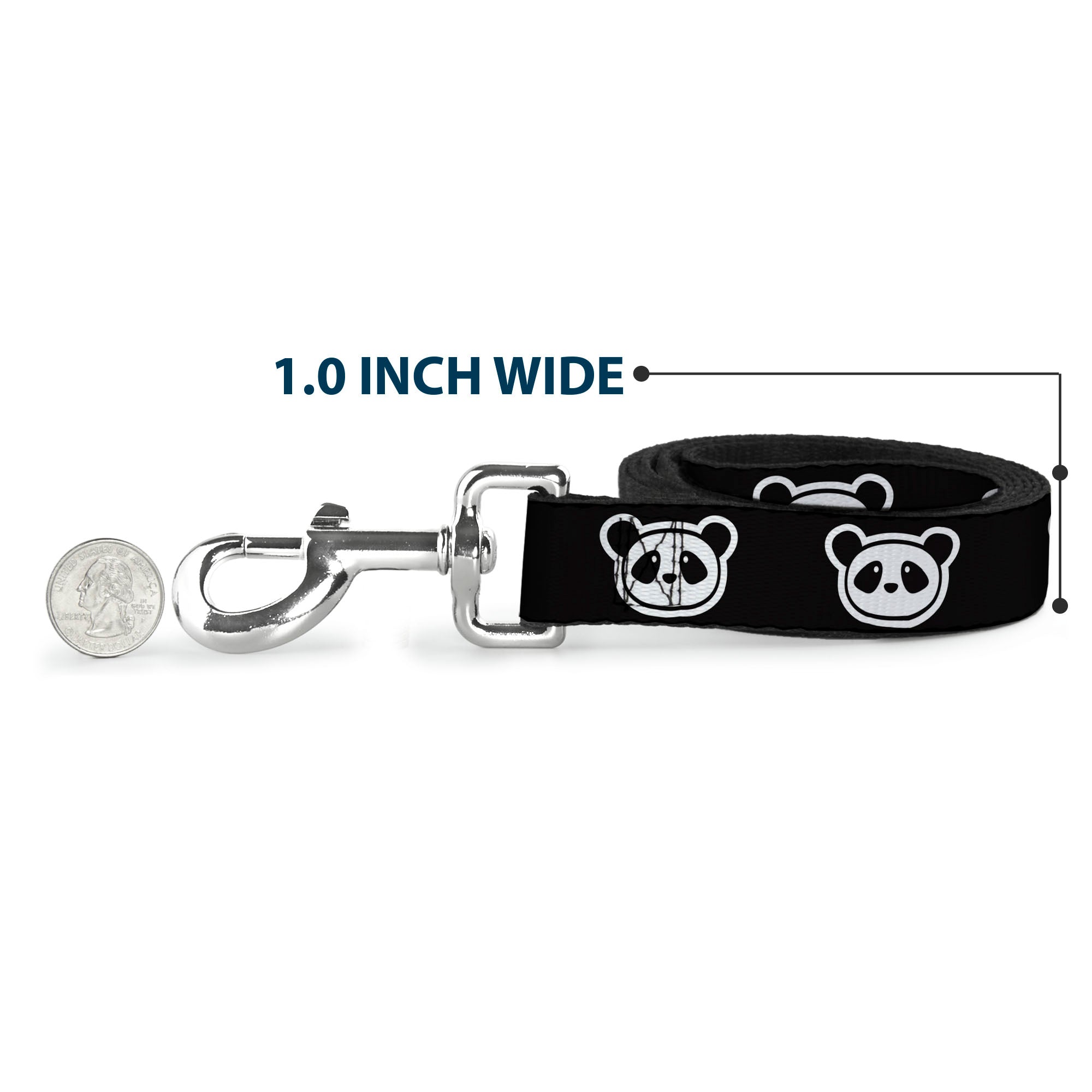 Dog Leash - Panda Bear Cartoon2 Black/White