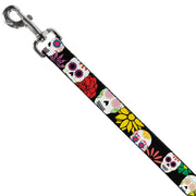Dog Leash - Sugar Skulls & Flowers Black/Multi Color