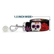 Dog Leash - Sugar Skulls & Flowers Black/Multi Color