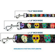 Dog Leash - Painted Sugar Skulls & Flowers Collage