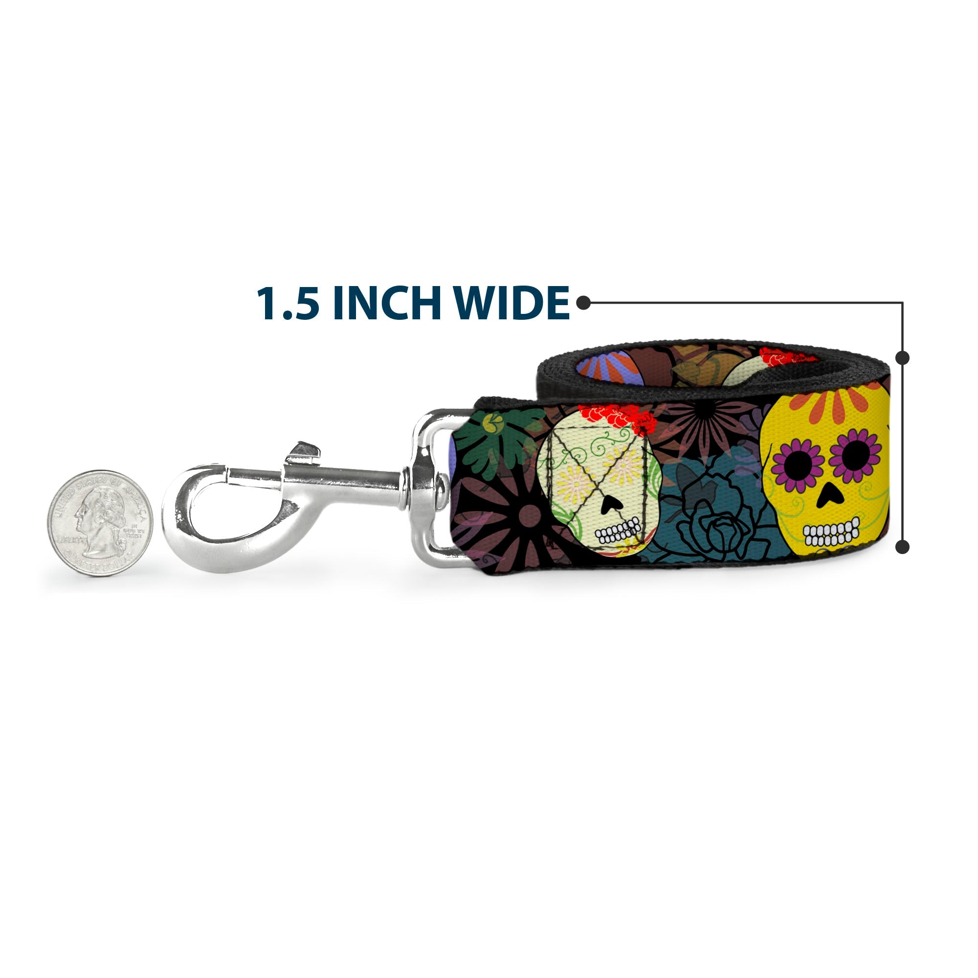 Dog Leash - Painted Sugar Skulls & Flowers Collage