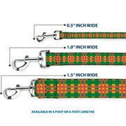 Dog Leash - Plaid Gold/Green/Pink