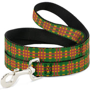 Dog Leash - Plaid Gold/Green/Pink