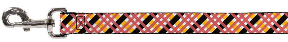 Dog Leash - Plaid X White/Gold/Black/Pink