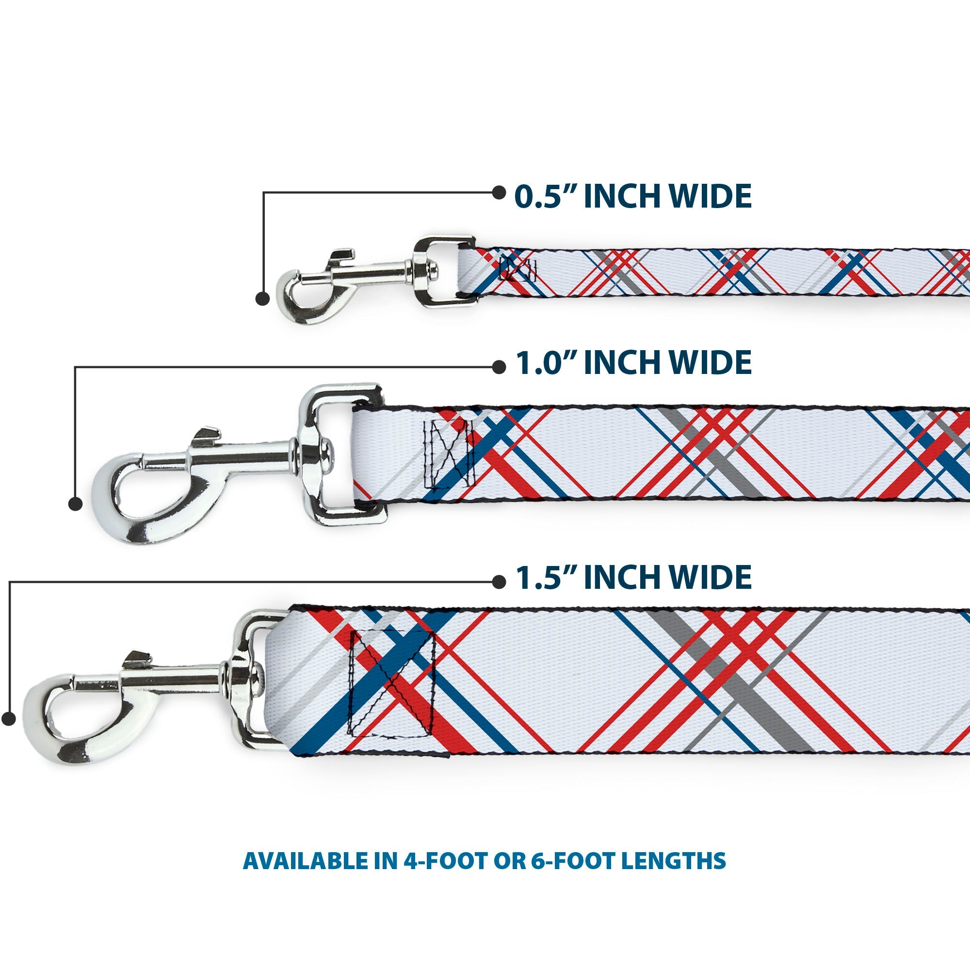 Dog Leash - Plaid X White/Red/Turquoise/Gray