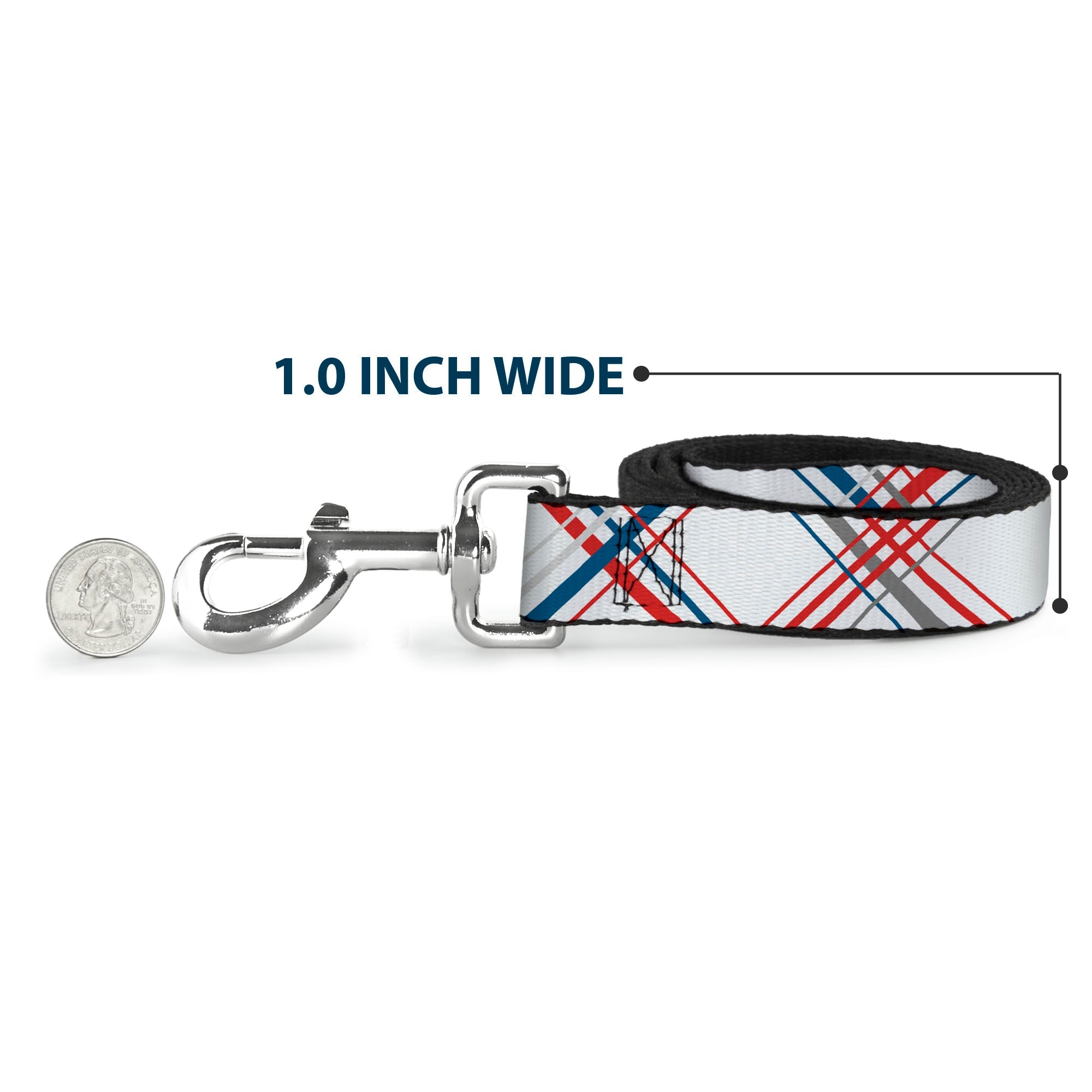 Dog Leash - Plaid X White/Red/Turquoise/Gray