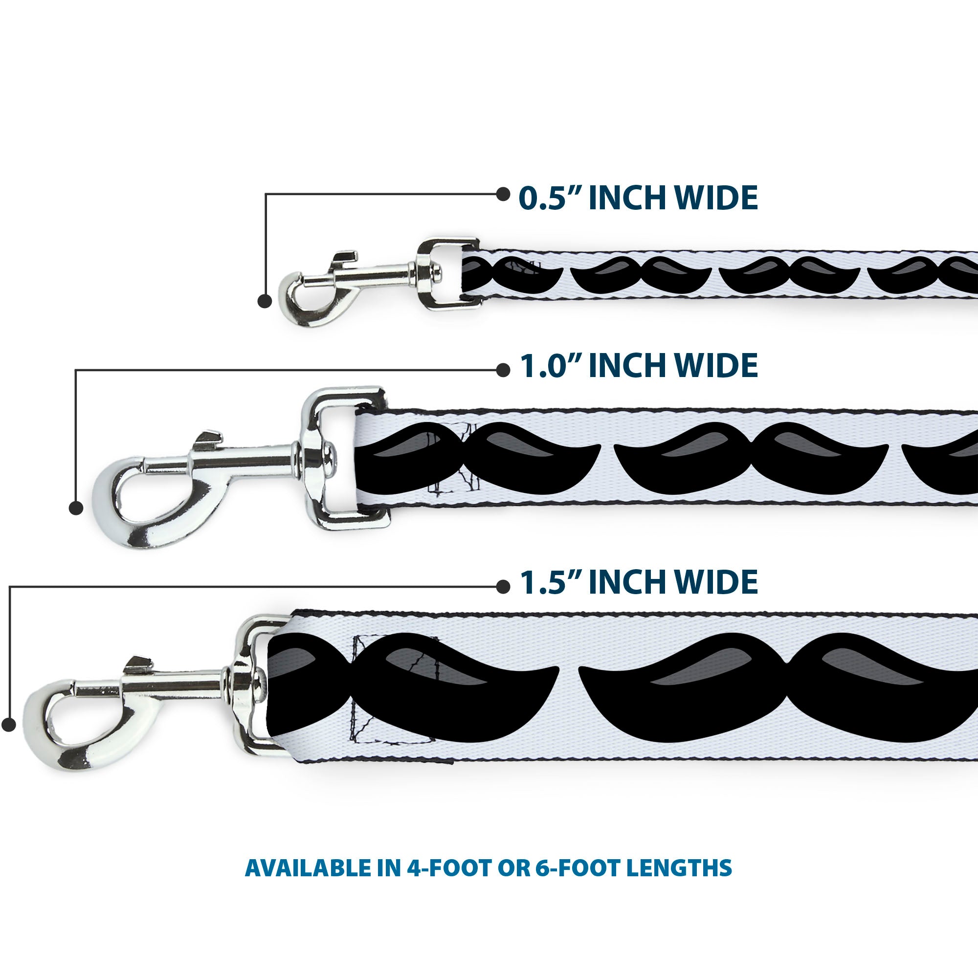 Dog Leash - Plastic Mustache White/Black