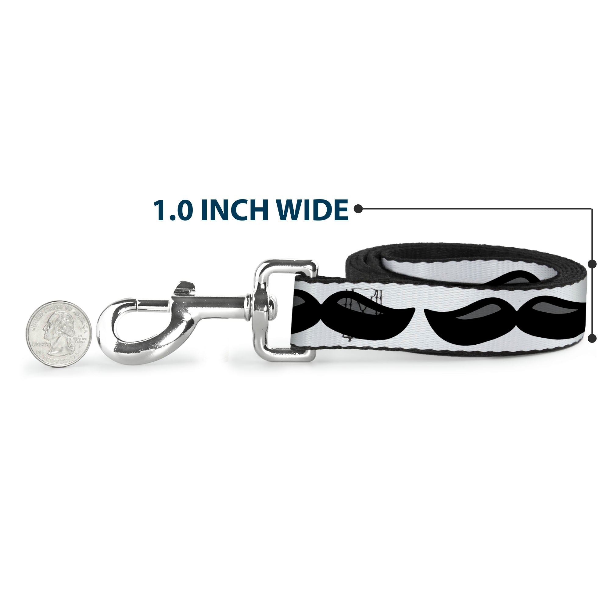 Dog Leash - Plastic Mustache White/Black