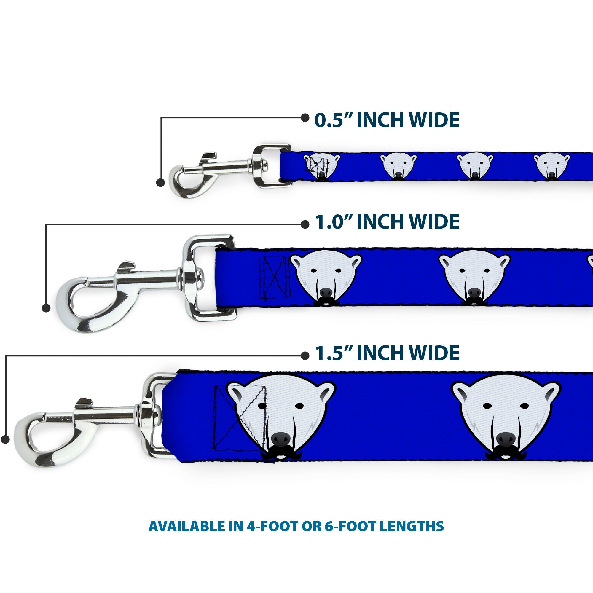Dog Leash - Polar Bear w/Mustache Royal