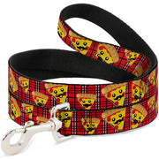 Dog Leash - Pizza Man Plaid Red