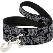 Dog Leash - Paisley2 Black/White