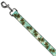 Dog Leash - Palm Trees Swaying Tan/Teal