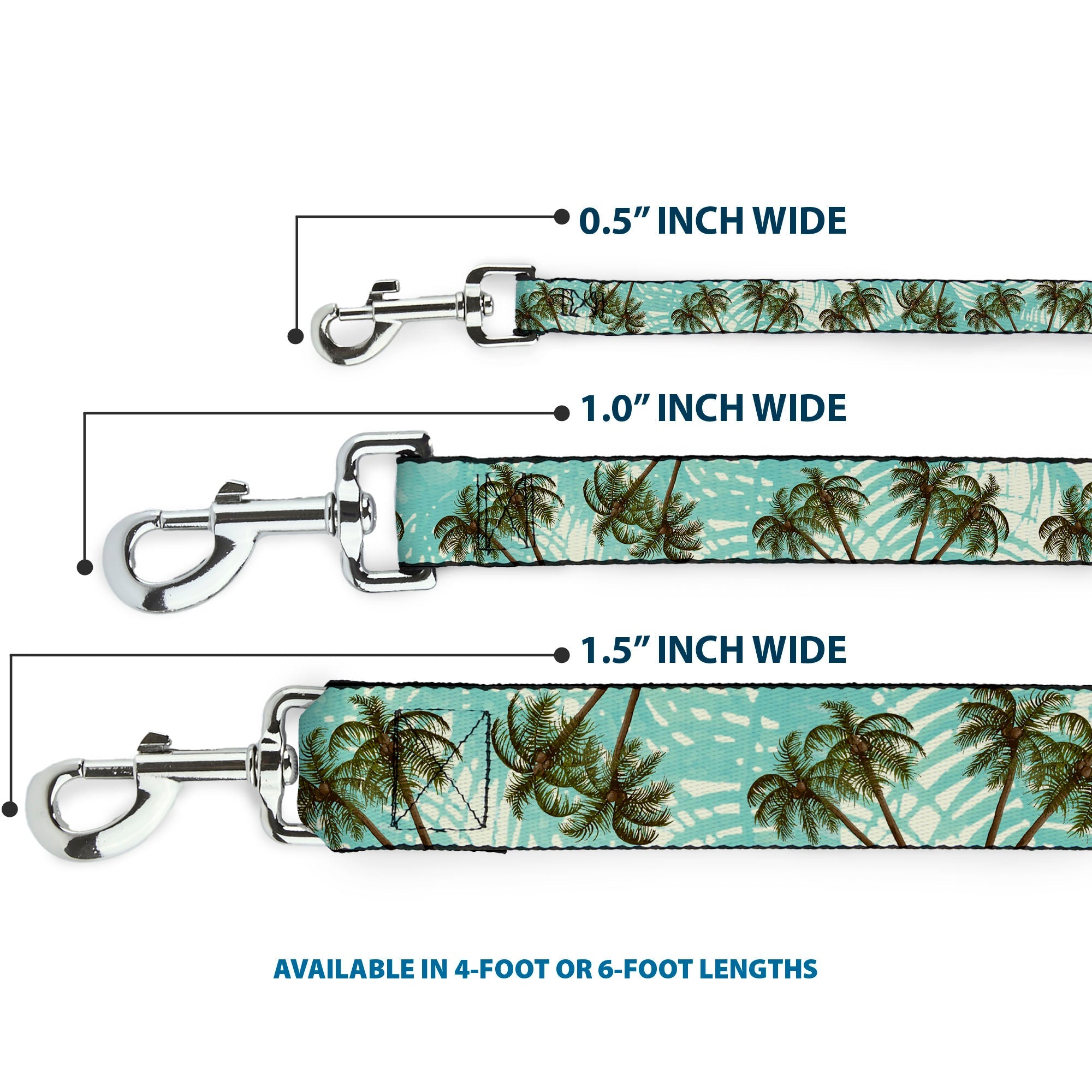Dog Leash - Palm Trees Swaying Tan/Teal