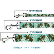 Dog Leash - Palm Trees Swaying Tan/Teal