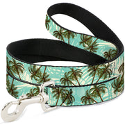 Dog Leash - Palm Trees Swaying Tan/Teal