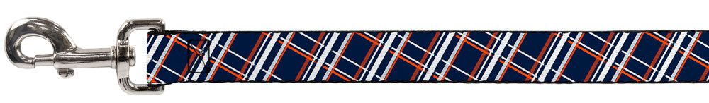 Dog Leash - Plaid X2 Navy/White/Orange