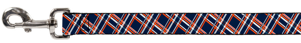 Dog Leash - Plaid X3 Navy/Orange/White