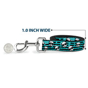 Dog Leash - Multi Panda w/Sunglasses Stripe Turquoise/Black