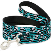 Dog Leash - Multi Panda w/Sunglasses Stripe Turquoise/Black