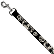 Dog Leash - Panda Bear Sugar Skull Black/White