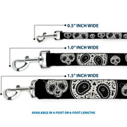 Dog Leash - Panda Bear Sugar Skull Black/White