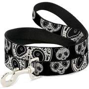 Dog Leash - Panda Bear Sugar Skull Black/White