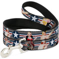Load image into Gallery viewer, Dog Leash - Pin Up Girl Poses Star & Stripes Gray/Blue/White/Red
