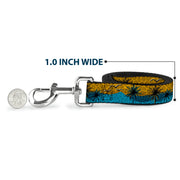 Dog Leash - Palm Trees & Gulls Leopard Brown/Blue