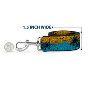 Dog Leash - Palm Trees & Gulls Leopard Brown/Blue