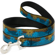 Dog Leash - Palm Trees & Gulls Leopard Brown/Blue