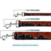 Dog Leash - Portland Vivid Skyline Red Roses/Black