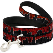 Dog Leash - Portland Vivid Skyline Red Roses/Black