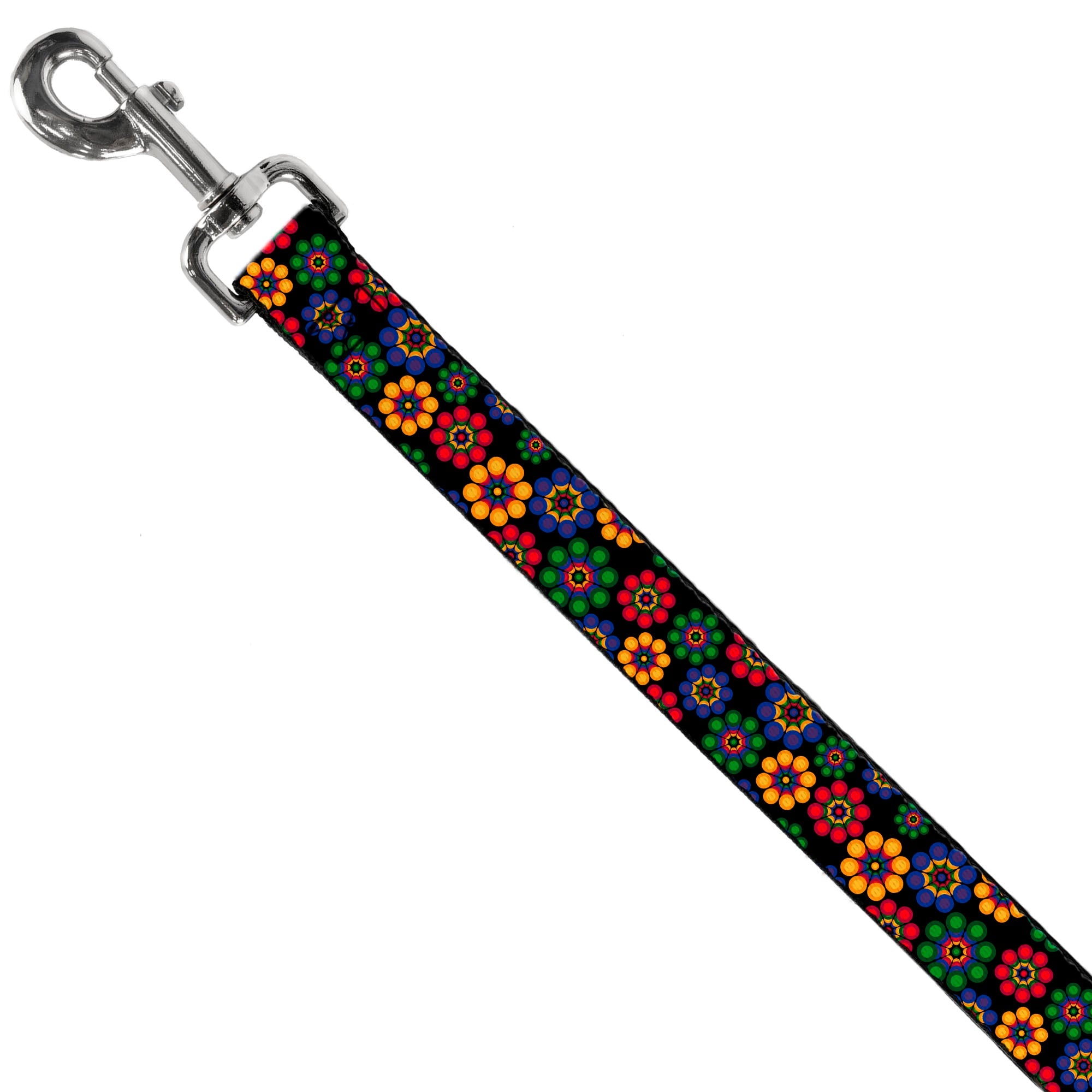 Dog Leash - Psychedelic Daisies Black/Multi Color