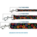 Load image into Gallery viewer, Dog Leash - Psychedelic Daisies Black/Multi Color
