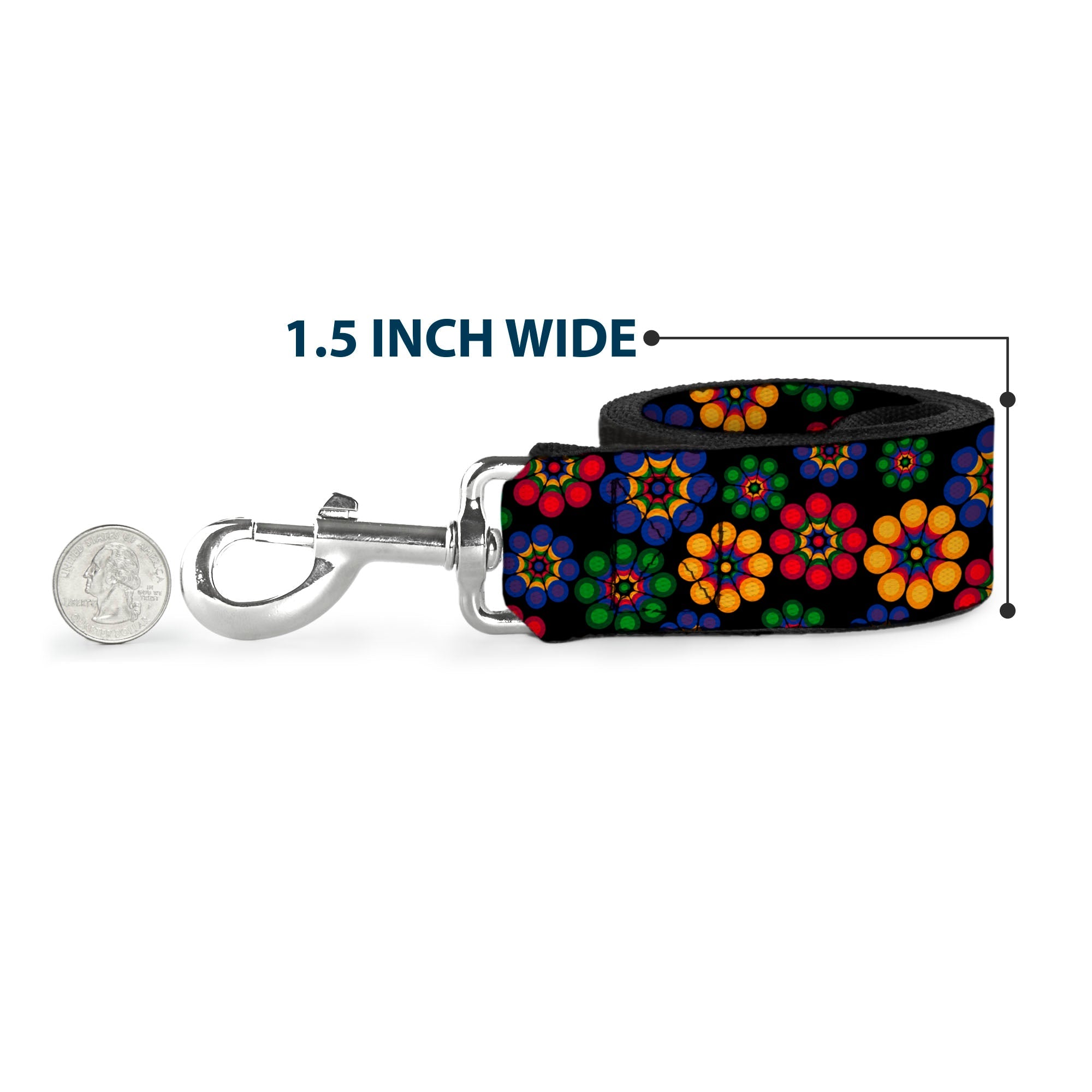 Dog Leash - Psychedelic Daisies Black/Multi Color