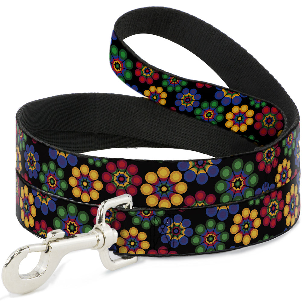 Dog Leash - Psychedelic Daisies Black/Multi Color