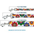 Load image into Gallery viewer, Dog Leash - Psychedelic Daisies CLOSE-UP White/Multi Color
