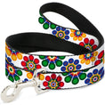 Load image into Gallery viewer, Dog Leash - Psychedelic Daisies CLOSE-UP White/Multi Color
