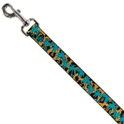 Dog Leash - Palm Tree Silhouette Leopard Brown/Turquoise