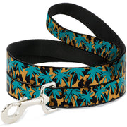 Dog Leash - Palm Tree Silhouette Leopard Brown/Turquoise