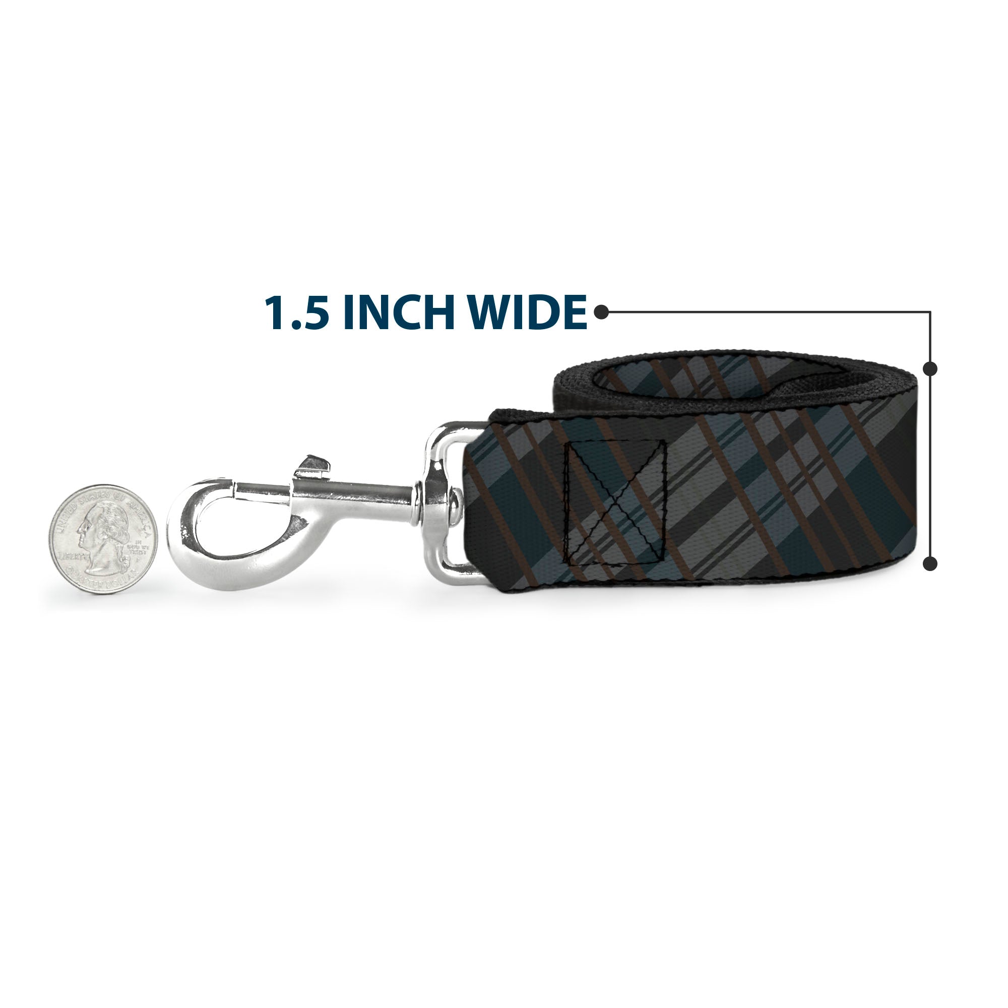 Dog Leash - Plaid Gray/Black/Brown
