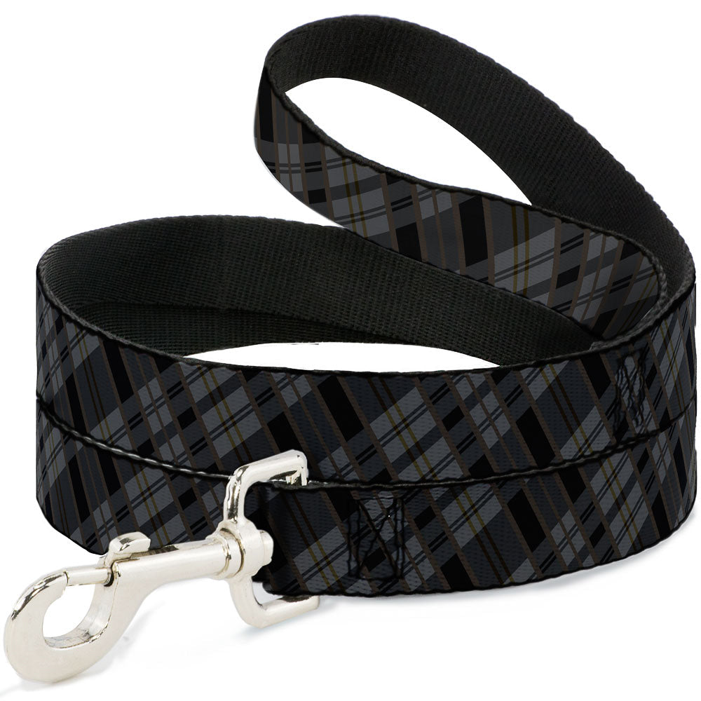 Dog Leash - Plaid Gray/Black/Brown