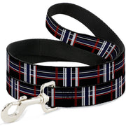 Dog Leash - Plaid Black/Red/White/Blue