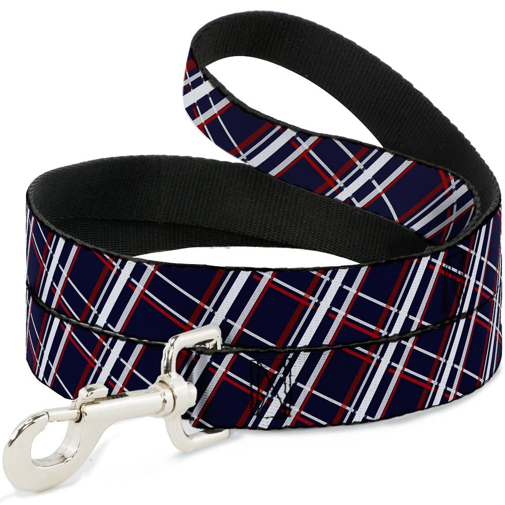 Dog Leash - Plaid X Blue/White/Red