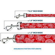 Dog Leash - Paisley Red/White