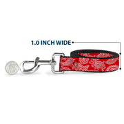 Dog Leash - Paisley Red/White