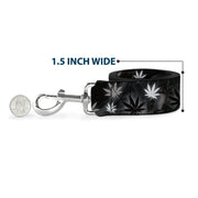 Buckle-Down Dog Leash - Pot Leaves/Smoke Black/Gray/White